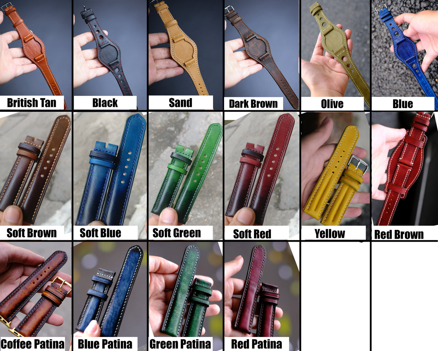 Leather Bund Strap 20mm, 22mm Bund Watch Band 16mm 24mm, Leather Watch Band 18mm, Watch Strap, Apple Leather Watch Band, Cuff Band Strap