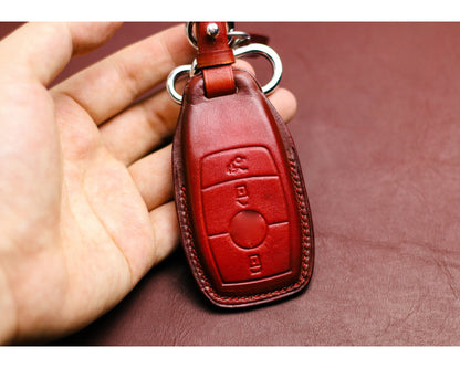 Leather key fob cover for GLE350 2024 GLE450 2022 GLC300, E class 2023, M class, S class, ClS, CLK, GLK, GLC, G Class Accessories