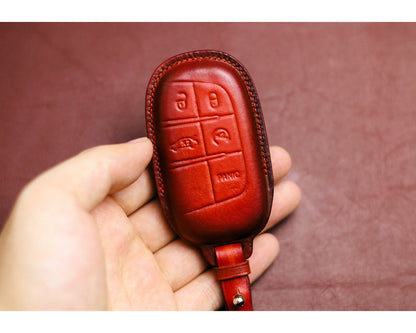 Leather key fob cover for Grand Cherokee Compass Chryslerr 300 200 Dodgee Challenger Charger Dart Durango Car Accessories for Chryslerr Ramm