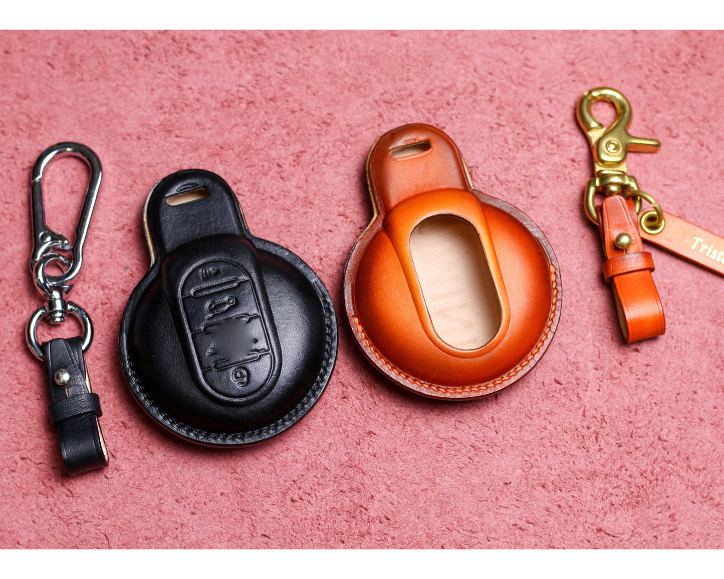 Leather key fob cover For Mini F Series Clubman Countryman Mini F54 F55 F56 F57 Mini S F54 F55 F56 F57 F60 Car Accessories for Mini Key