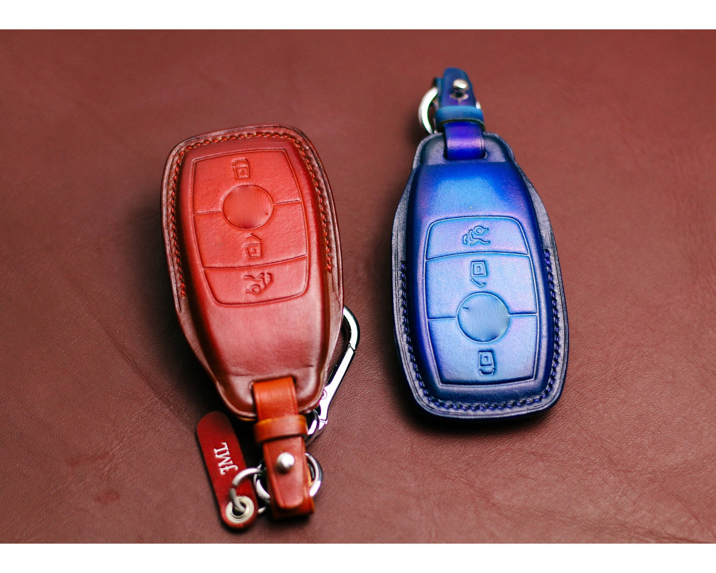 Leather key fob cover for GLE350 2024 GLE450 2022 GLC300, E class 2023, M class, S class, ClS, CLK, GLK, GLC, G Class Accessories