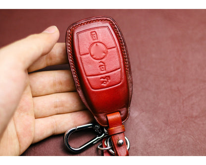 Leather Key Fob Cover For GLE 350 450 GLC 300 Amg3 4 Buttons Case For Keychain GLE350 GLE450 GLC300 Keyring Remote Holder Accessories
