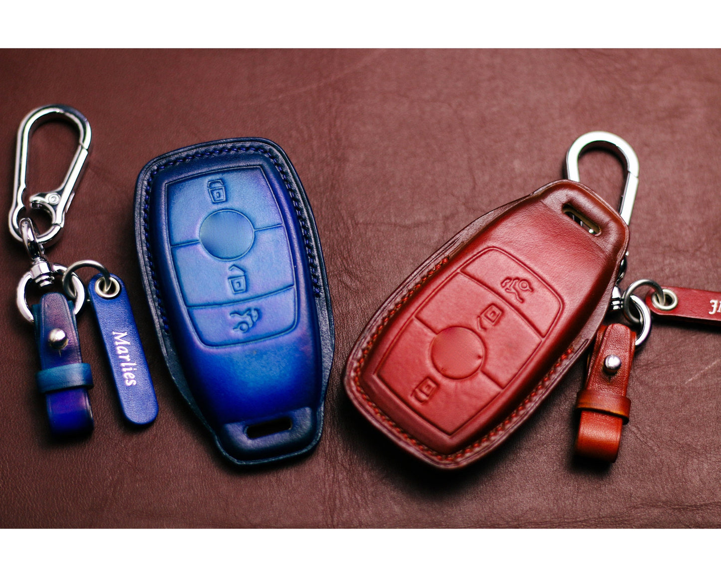 Leather key fob cover for GLE350 2024 GLE450 2022 GLC300, E class 2023, M class, S class, ClS, CLK, GLK, GLC, G Class Accessories
