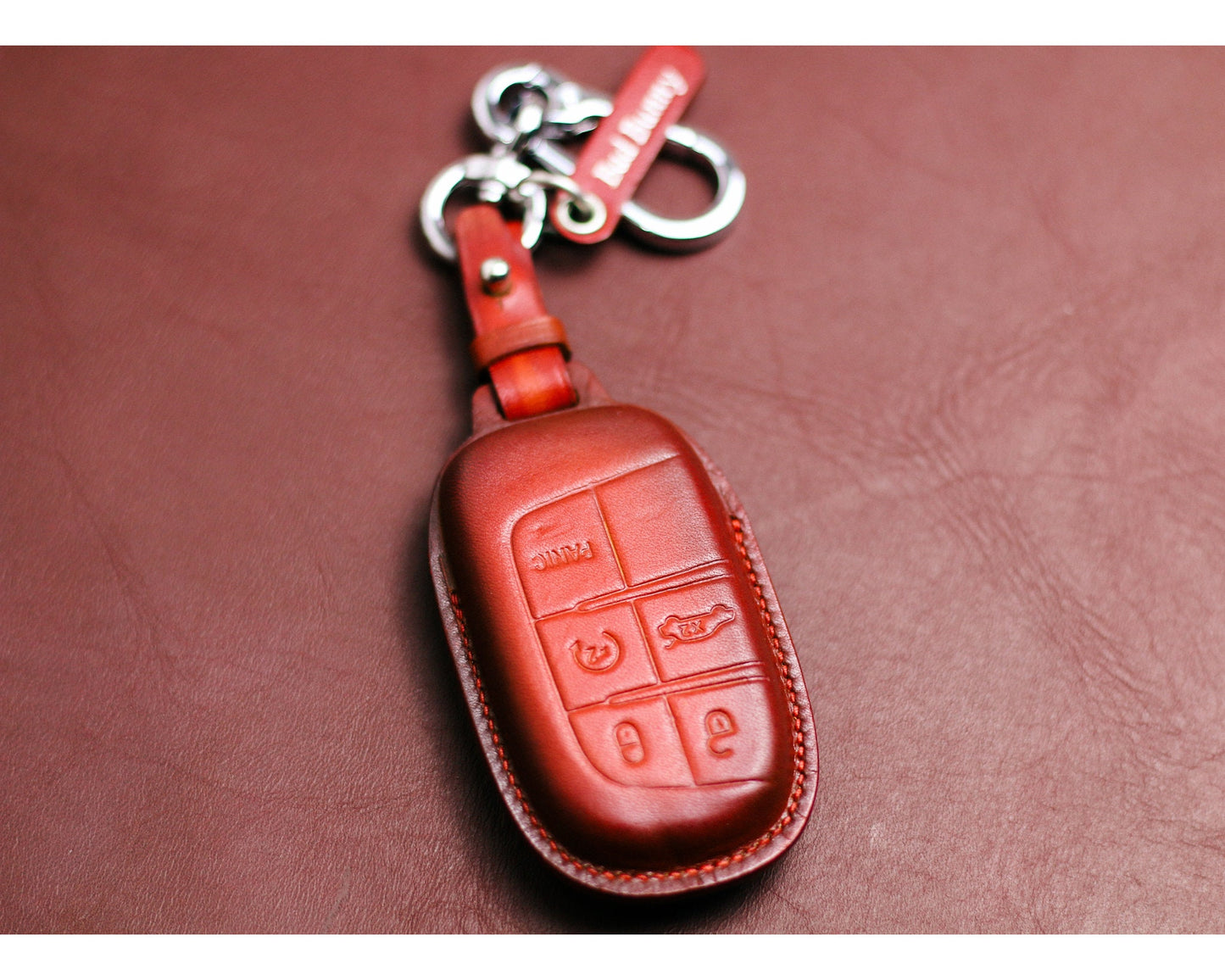Leather key fob cover for Grand Cherokee Compass Chryslerr 300 200 Dodgee Challenger Charger Dart Durango SRT Dodgee Accessories for Ramm