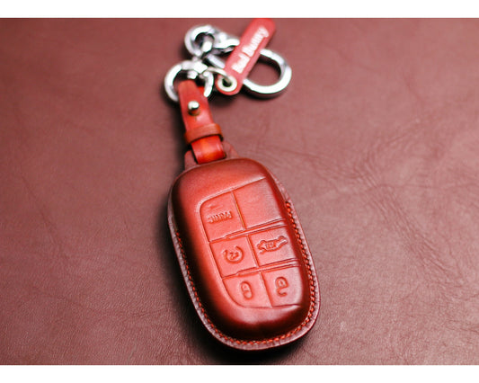 Leather key fob cover for Grand Cherokee Compass Chryslerr 300 200 Dodgee Challenger Charger Dart Durango SRT Dodgee Accessories for Ramm