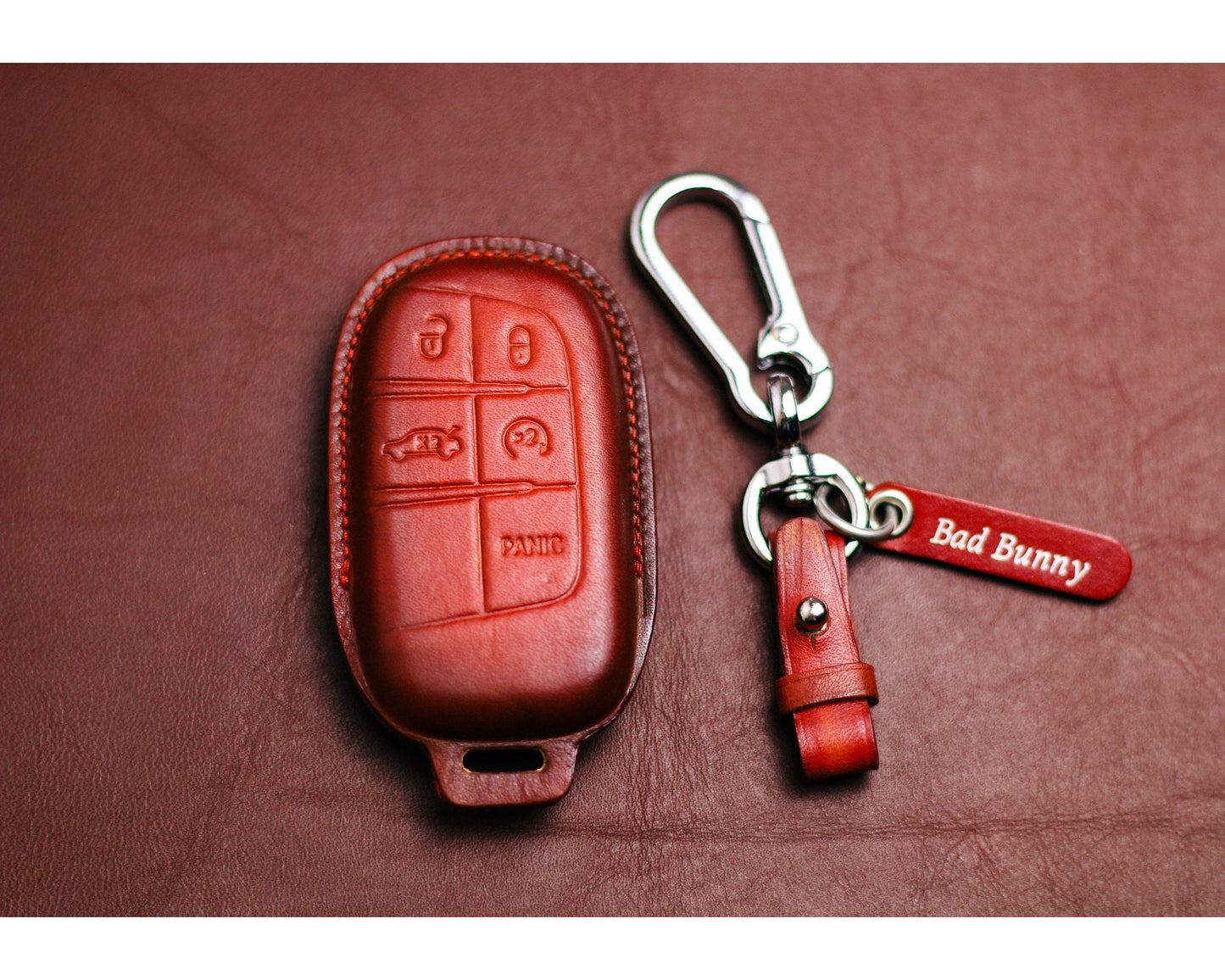 Leather key fob cover for Grand Cherokee Compass Chryslerr 300 200 Dodgee Challenger Charger Dart Durango Car Accessories for Chryslerr Ramm