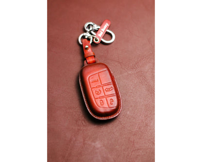 Leather key fob cover for Grand Cherokee Compass Chryslerr 300 200 Dodgee Challenger Charger Dart Durango SRT Dodgee Accessories for Ramm