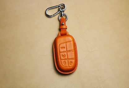 Leather key fob cover for Dodgee Chryslerr 200 Ramm 300C Charger Journey Challenge Dart Durango Renegade Accessories for Ramm Dodger Fiatt