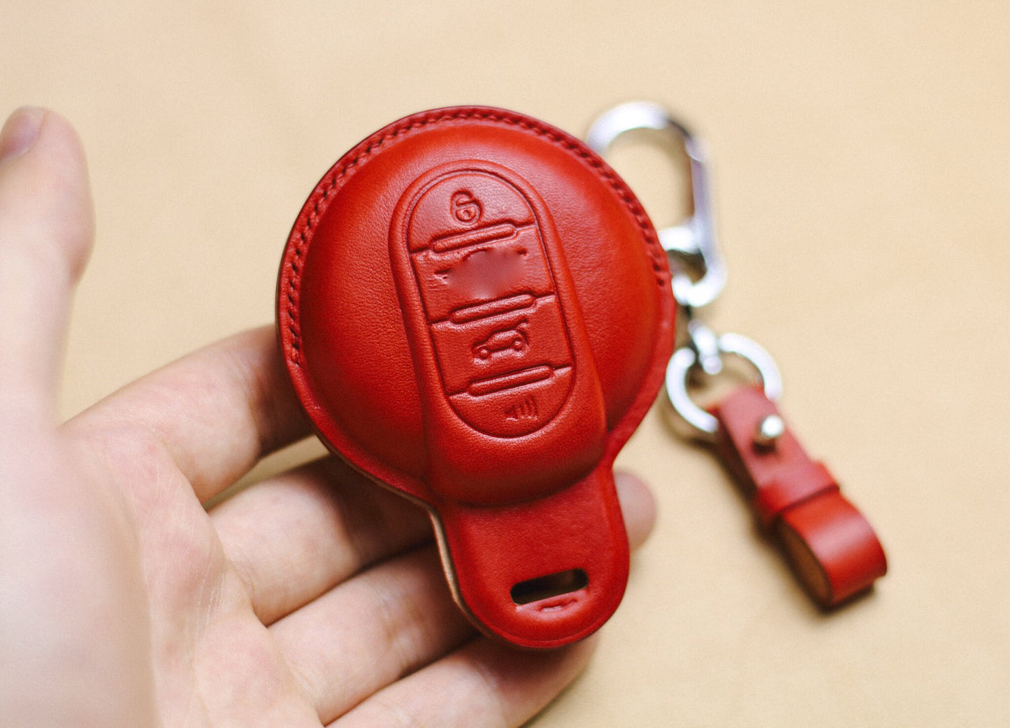 Mini Key Fob Cover Countryman Holder, Handmade Car Key Case, Custom Key Case Italian Veg-Tanned Leather, Mini Key Fob Case Mini F Series