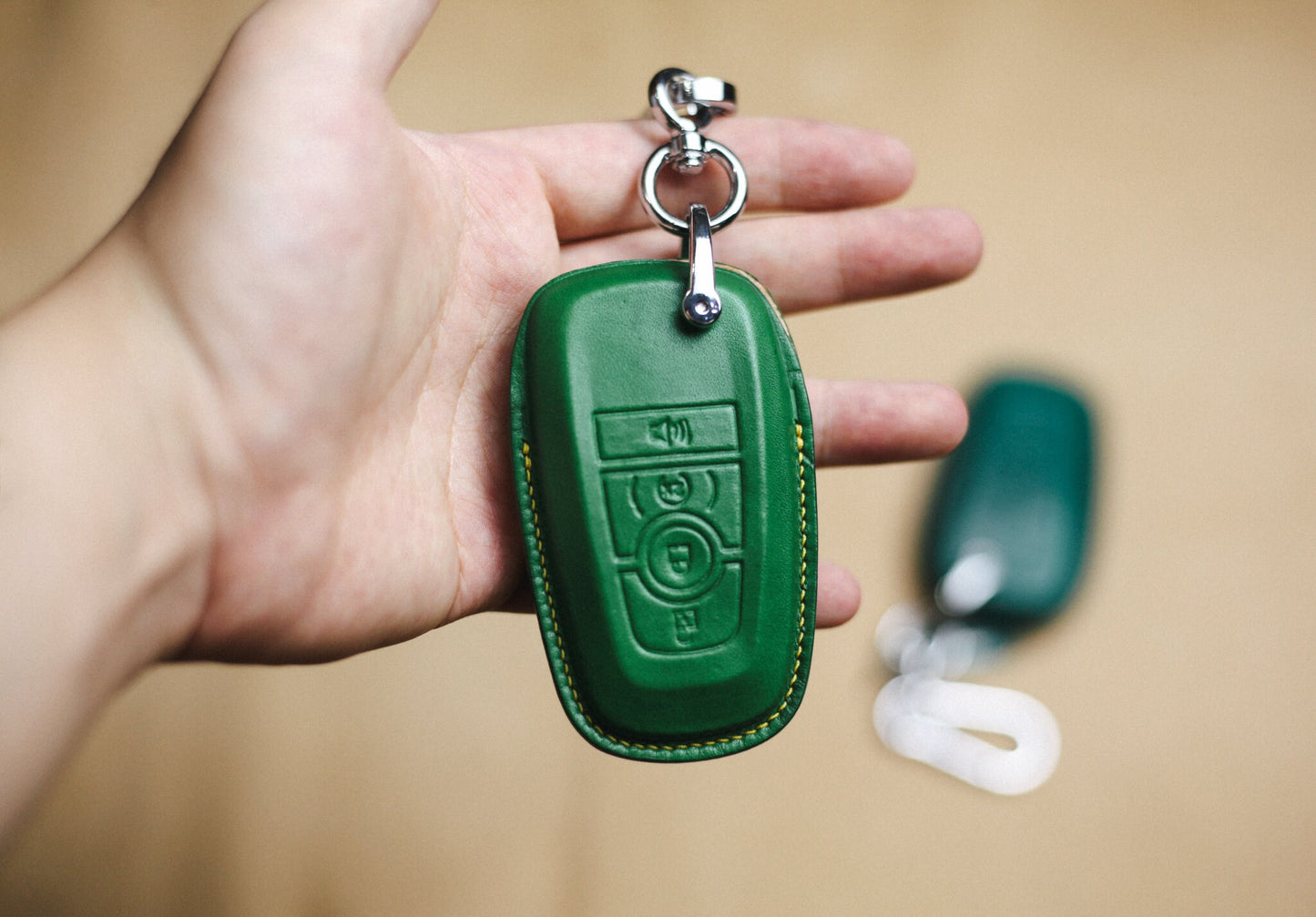 For Mustang Key fob cover, Bronco Sport Raptor Leather Key Fob Cover Case 2024 Mustang Mach E 2021 2022 Keychain KeyRing Remote Holder