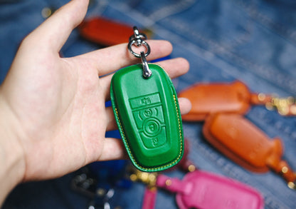 Full logos For Bronco Key Fob Cover Leather Raptor Maverick Key Fob Cover Case F150 F250 Expedition Tremor 2021 2022 Tremor Car Accessories