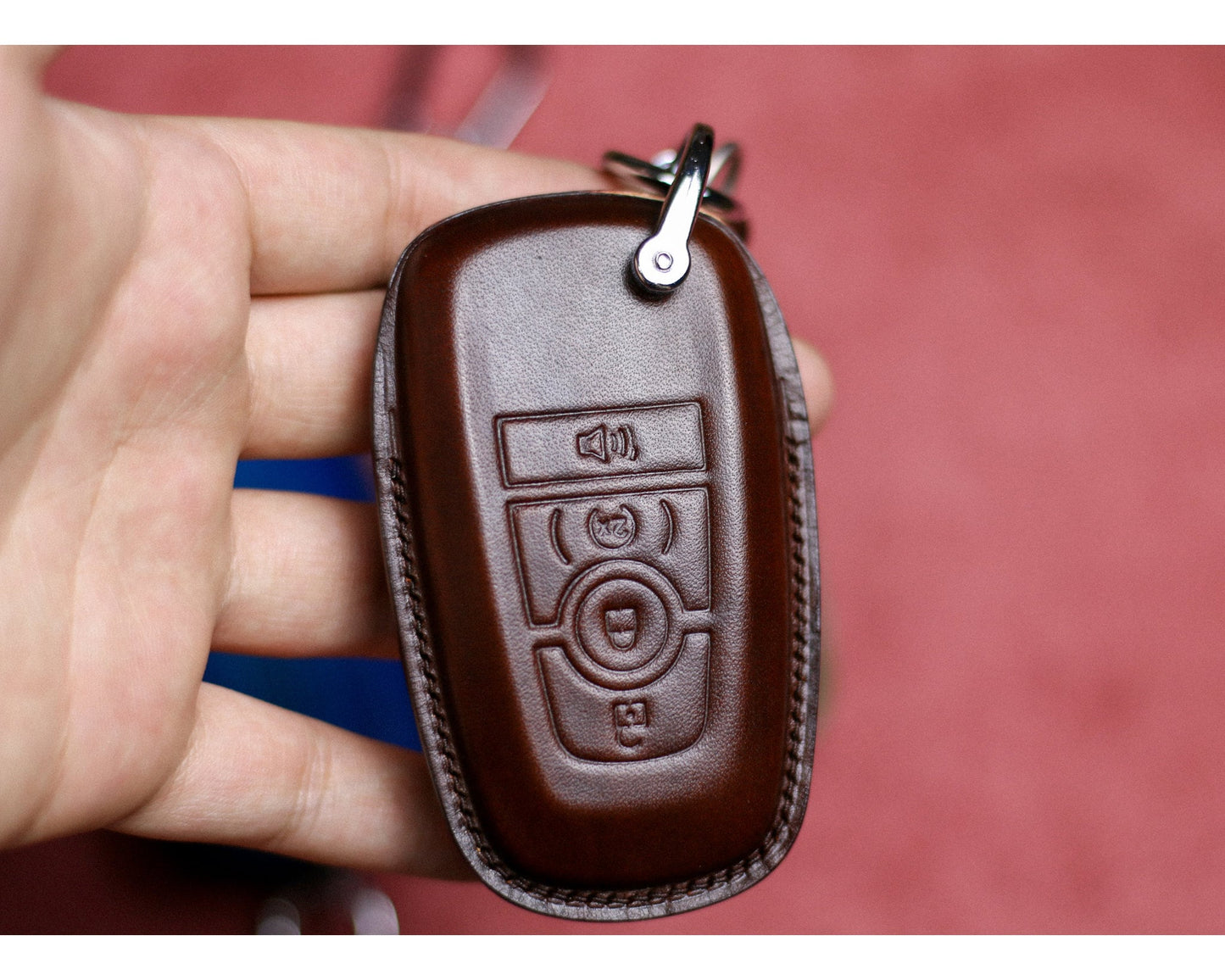 Leather Key Fob Cover For 2024 Bronco Logo Sport Ranger Gen 6 Bronco Raptor Tremor Mustang Maverick 2022 2023 Car Accessories For Bronco