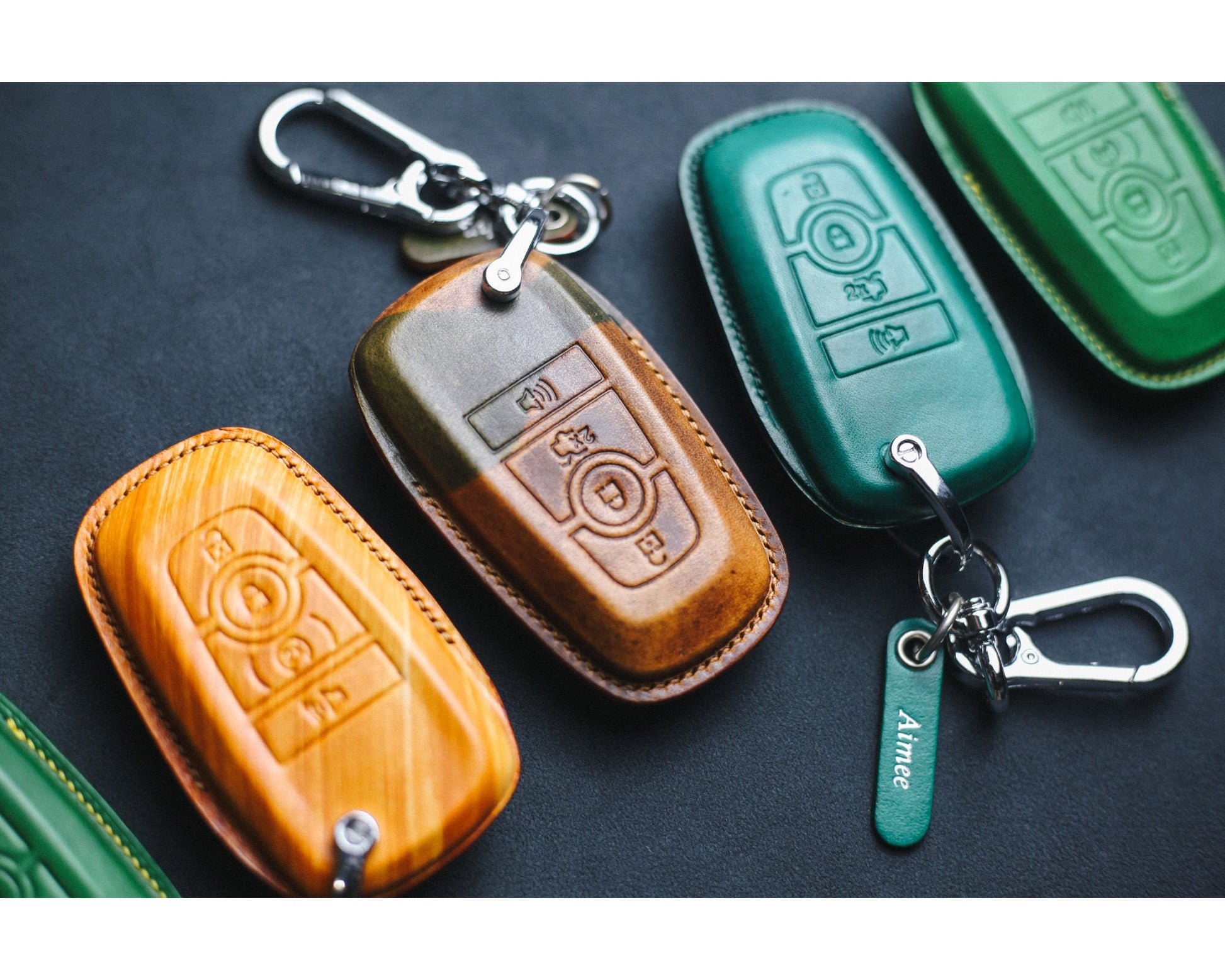 Leather Case For Key Cover Explorer Expedition F150 F250 Lariat Leather Key Fob Cover Case Remote Holder Custom Keychain