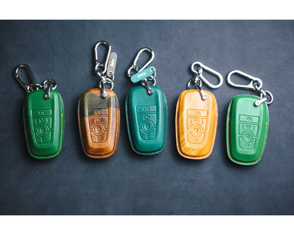Custom Logo Leather Key Fob Cover Holder for 2024 Bronco EcoSport Edge Expedition Explorer Fusion Ranger 3 4 5 Buttons Smart Keyless Remote