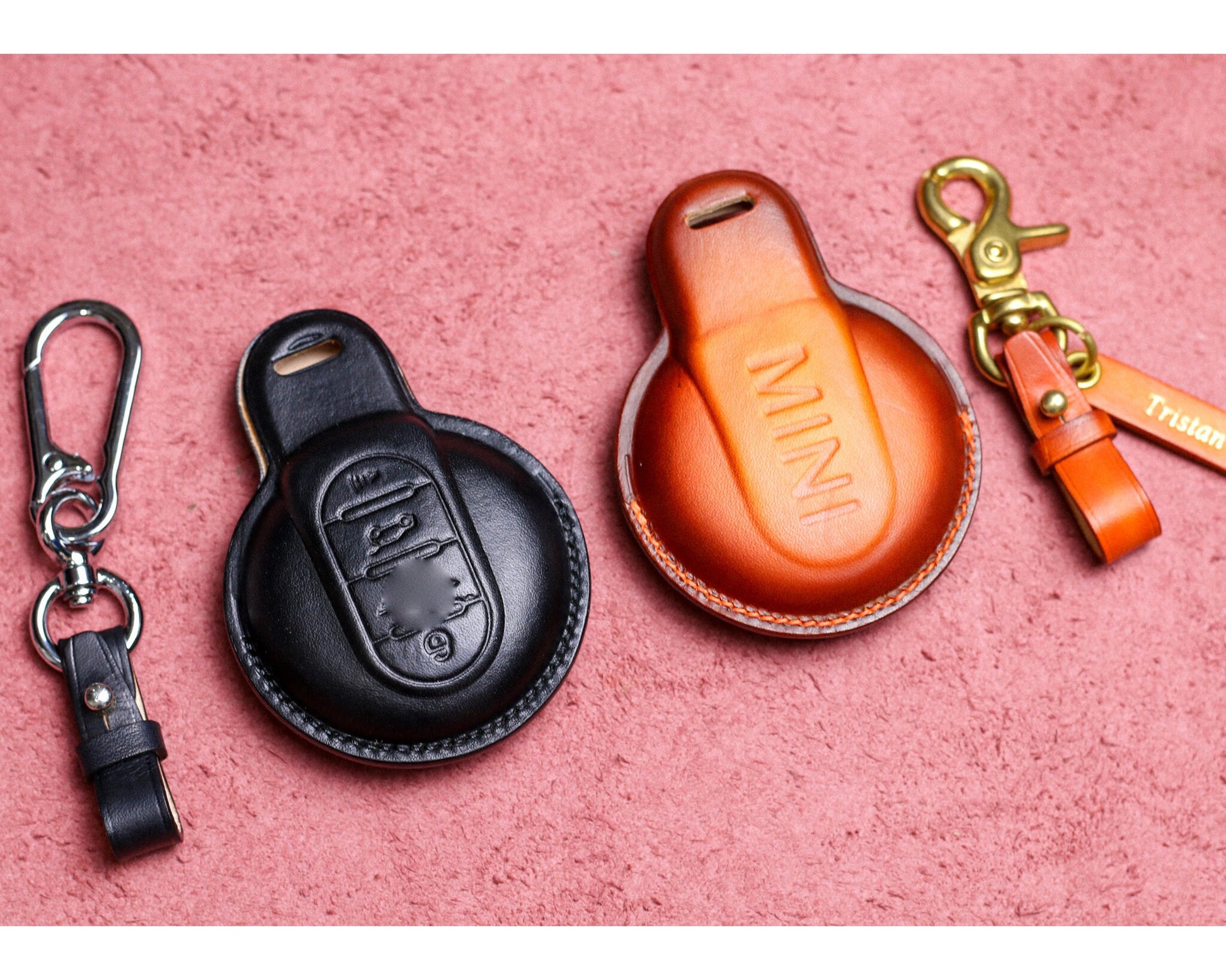Leather key fob cover For Mini F Series Clubman Countryman Mini F54 F55 F56 F57 Mini S F54 F55 F56 F57 F60 Car Accessories for Mini Key