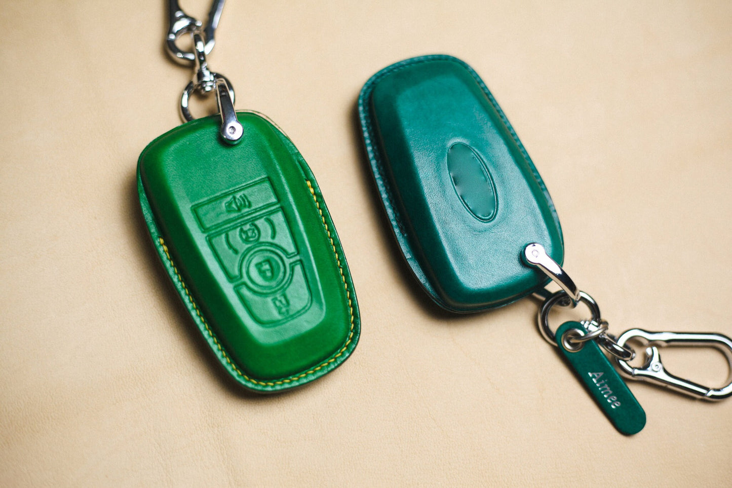 For Mustang Key fob cover, Bronco Sport Raptor Leather Key Fob Cover Case 2024 Mustang Mach E 2021 2022 Keychain KeyRing Remote Holder