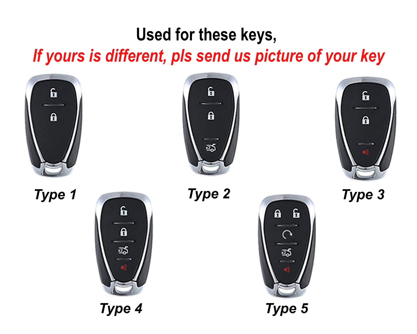 Key Fob Cover for Chevy 2 3 4 5 Buttons Traverse, Trailblazer, Blazer, Camaro, Chevy Bolt, Cruze, Equinox, Malibu, Sonic, Spark Keyless