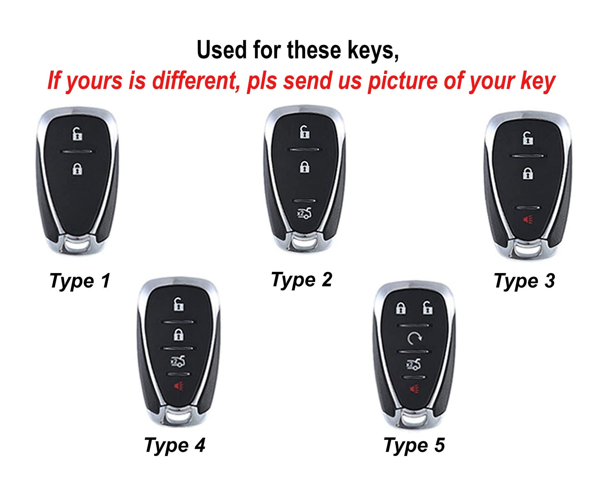 Key Fob Cover for Chevy 2 3 4 5 Buttons Traverse, Trailblazer, Blazer, Camaro, Chevy Bolt, Cruze, Equinox, Malibu, Sonic, Spark Keyless