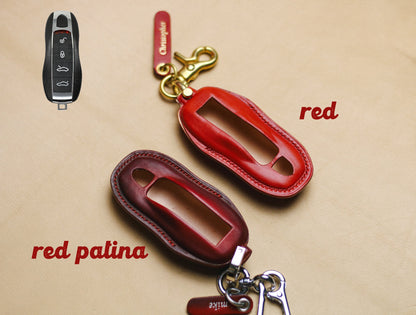 Taycan Cayman Key Fob Cover Leather Case Porsches Key Case Cayenne 92s Panamera 970 971 Carrera 911 991 996 Macan 918 Spyder 718 Smart Key