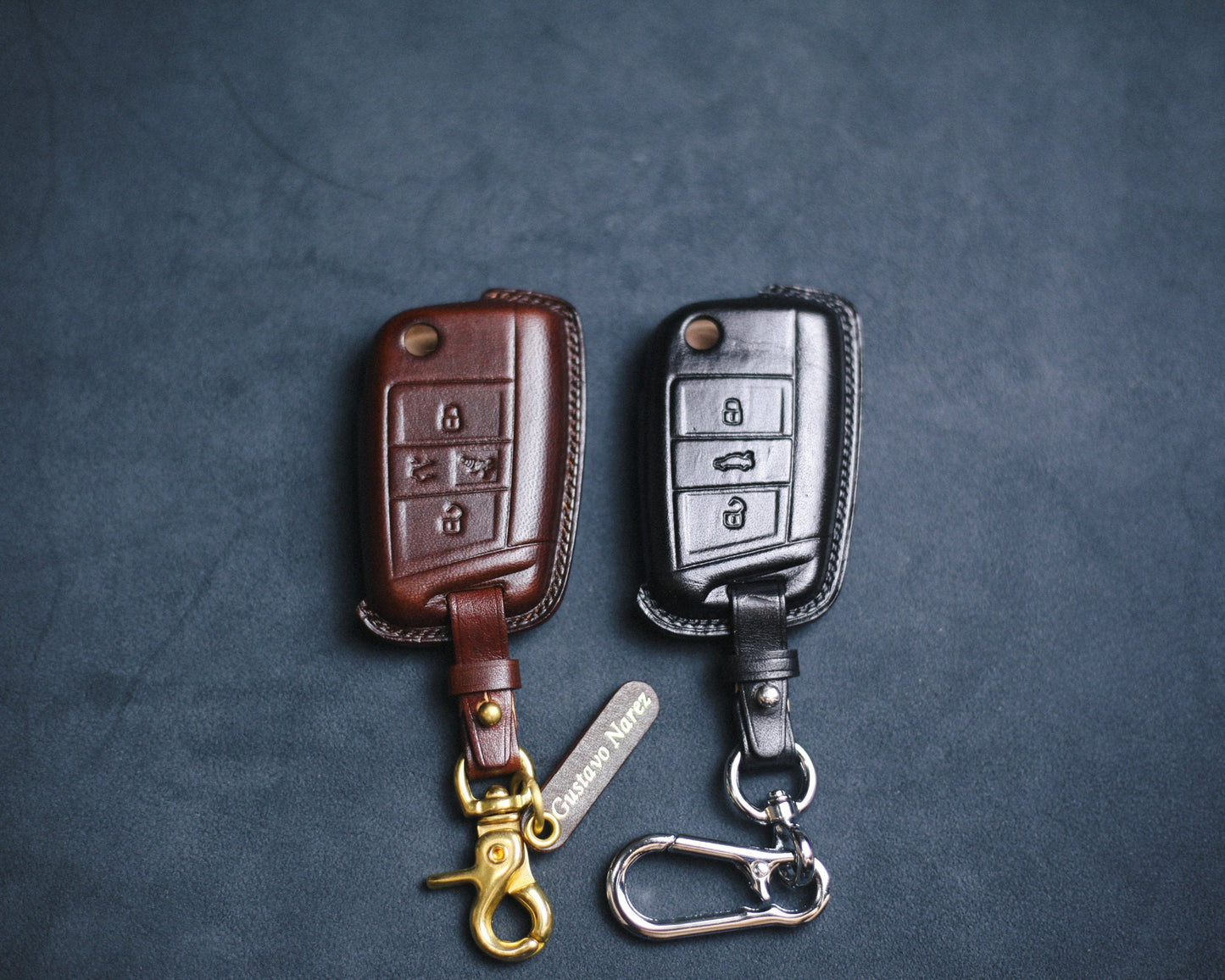 Leather Key Fob Cover Case 2023 Atlas Jetta Golf 7 Magotan Passat B8 ALLTRACK MK7 Golf7 GTI Polo Tiguan Remote Holder Car Accessories