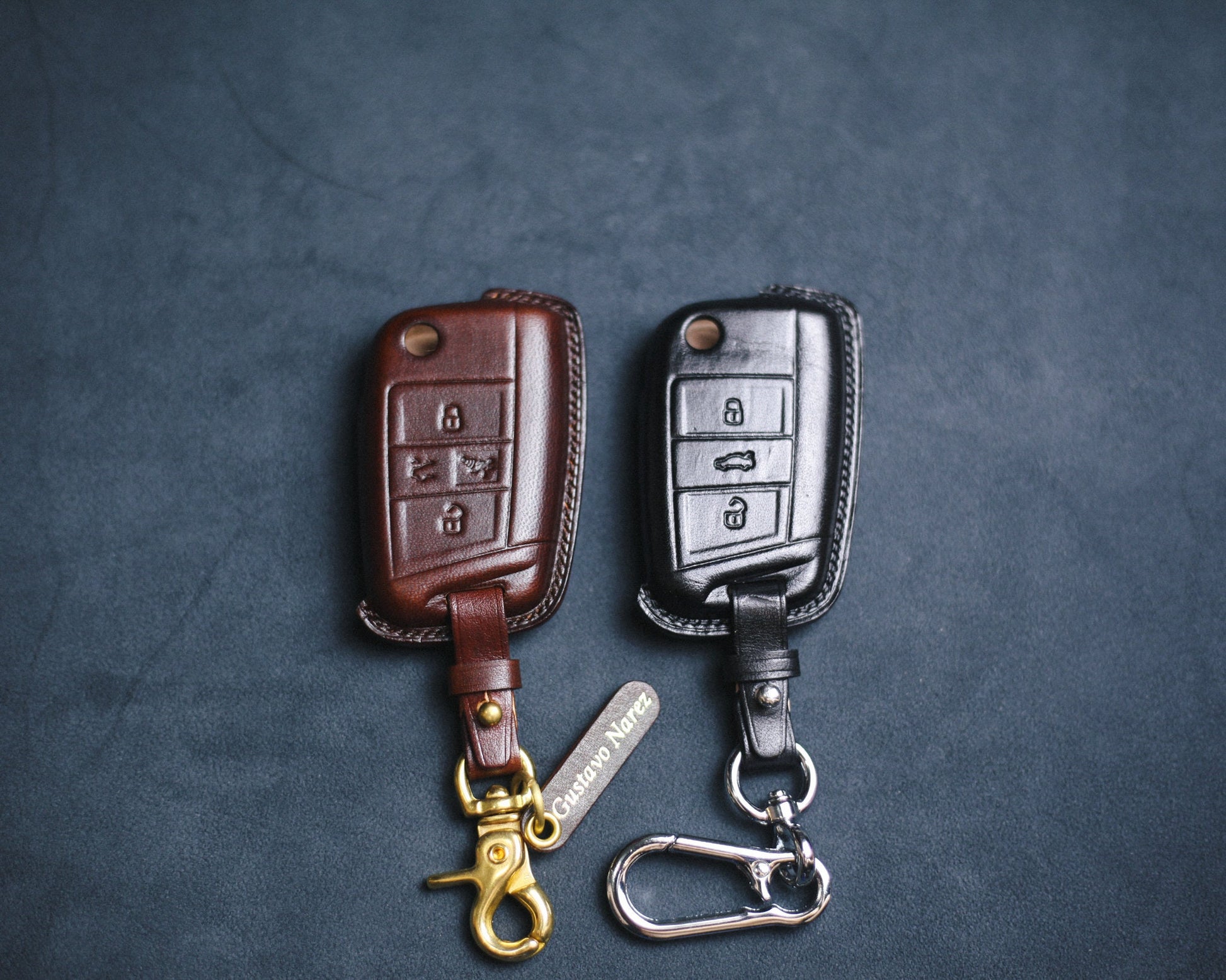 Leather Key Fob Cover Case 2023 Atlas Jetta Golf 7 Magotan Passat B8 ALLTRACK MK7 Golf7 GTI Polo Tiguan Remote Holder Car Accessories