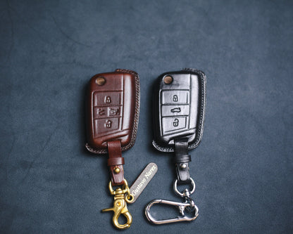 Leather Key Fob Cover Case 2023 Atlas Jetta Golf 7 Magotan Passat B8 ALLTRACK MK7 Golf7 GTI Polo Tiguan Remote Holder Car Accessories