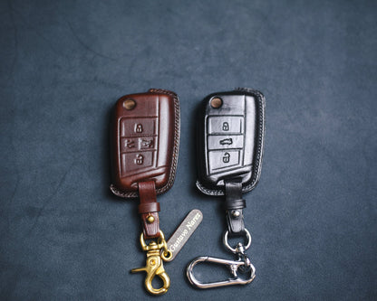 Leather Key Fob Cover Protector Case for 2023 Atlas Jetta Golf 7 2025 Magotan Passat B8 Atlas Mk7 Gti Polo Tiguan 2024 Keyless