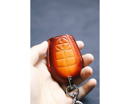 Leather Key fob Cover holder for Ramm Classic Dodgee Truck Pickup Ramm Grand Caravan, Dart, Chryslerr Town Country Cherokee Commander Grand