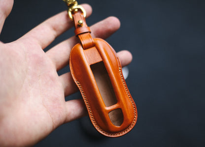 Leather Fob Cover for Porschee Key Fob Cover Case Cayenne Panamera 971 Carrera Coupe Taycan Macan Cayman 911 918 996 997 991 Remote Holder