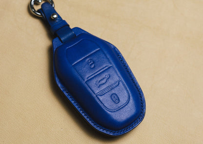 Leather Key Fob Cover Case For Citroen Peugeott Traveller Expert 2008 3008 308 4008 408 508 5008 Mokka Leather Key Fob Case