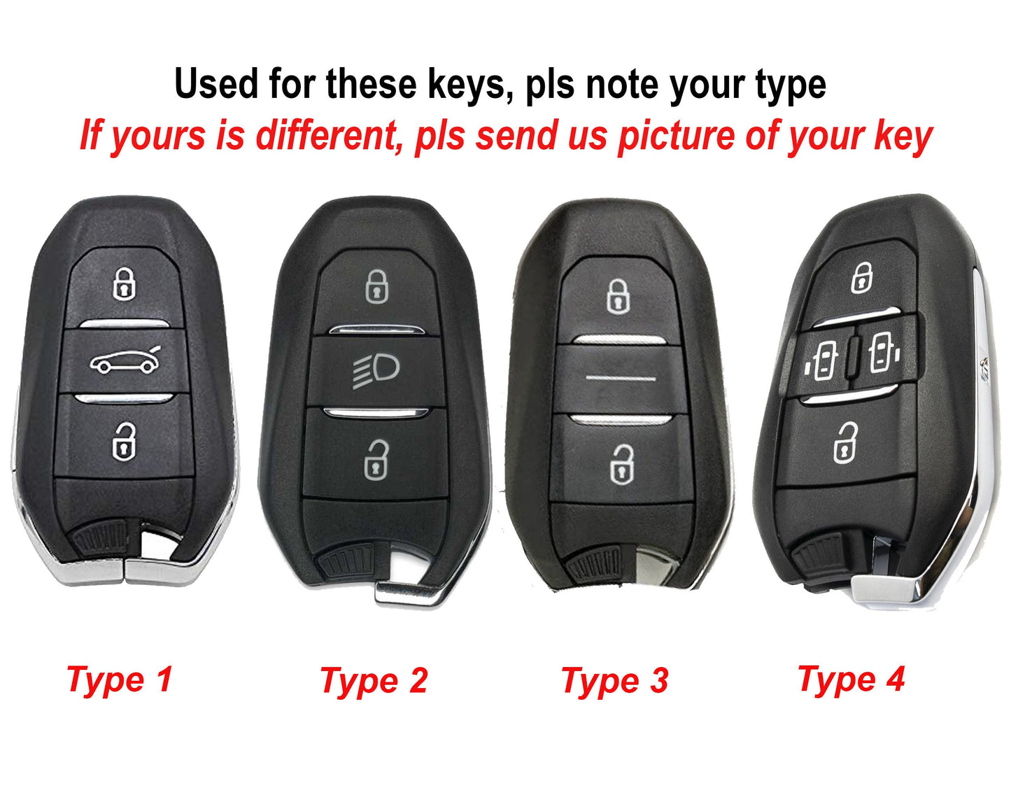 Leather Key Fob Cover Case For Citroen Peugeott Traveller Expert 2008 3008 308 4008 408 508 5008 Mokka Leather Key Fob Case