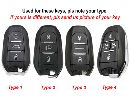 Leather Key Fob Cover Case For Citroen Peugeott Traveller Expert 2008 3008 308 4008 408 508 5008 Mokka Leather Key Fob Case