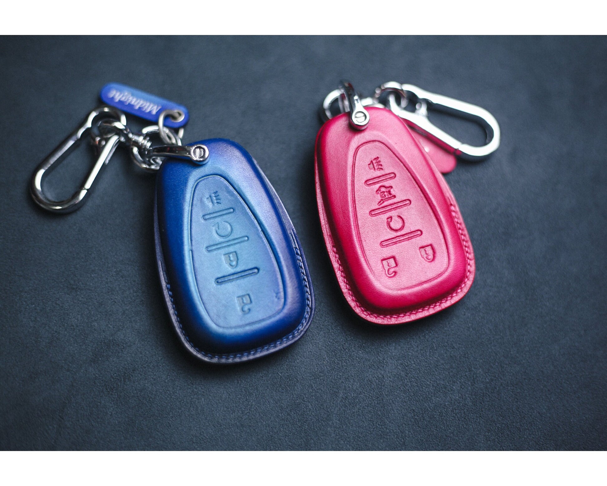 Leather Key Fob Cover Compatible with Chevy Traverse, Trailblazer, Blazer, Camaro, Cruze, Equinox, Malibu, Sonic, Spark Key Holder