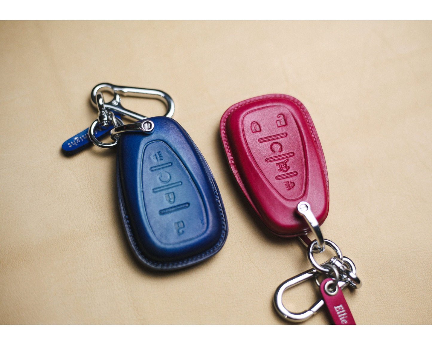 Leather Key Fob Cover Compatible with Chevy Traverse, Trailblazer, Blazer, Camaro, Cruze, Equinox, Malibu, Sonic, Spark Key Holder