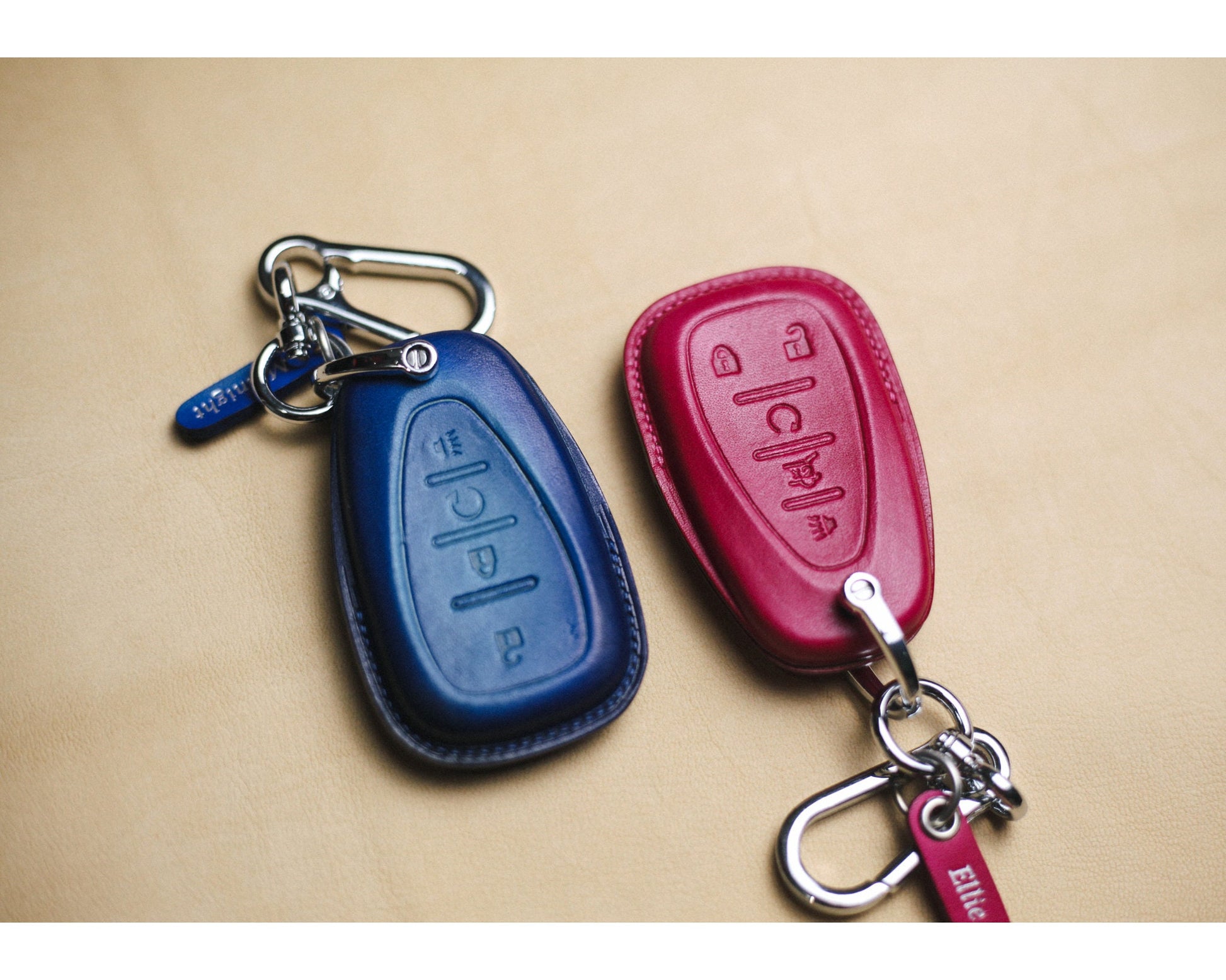 Leather Key Fob Cover Compatible with Chevy Traverse, Trailblazer, Blazer, Camaro, Cruze, Equinox, Malibu, Sonic, Spark Key Holder