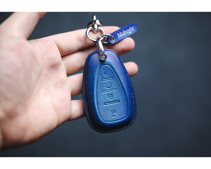 Leather Key Fob Cover Compatible with Chevy Traverse, Trailblazer, Blazer, Camaro, Cruze, Equinox, Malibu, Sonic, Spark Key Holder