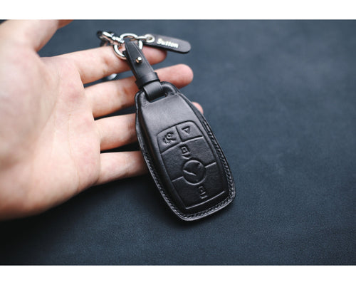 Leather Key Fob Cover For GLE 350 450 GLC 300 Amg3 4 Buttons Case For Keychain GLE350 GLE450 GLC300 Keyring Remote Holder Accessories