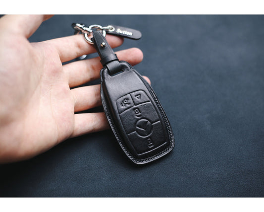 Leather Key Fob Cover For GLE 350 450 GLC 300 Amg3 4 Buttons Case For Keychain GLE350 GLE450 GLC300 Keyring Remote Holder Accessories
