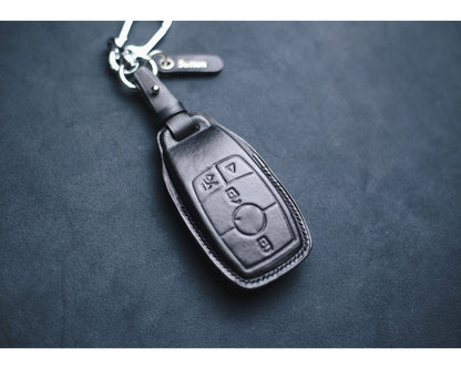 Leather Key Fob Cover For GLE 350 450 GLC 300 Amg3 4 Buttons Case For Keychain GLE350 GLE450 GLC300 Keyring Remote Holder Accessories