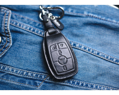Leather Key Fob Cover For GLE 350 450 GLC 300 Amg3 4 Buttons Case For Keychain GLE350 GLE450 GLC300 Keyring Remote Holder Accessories