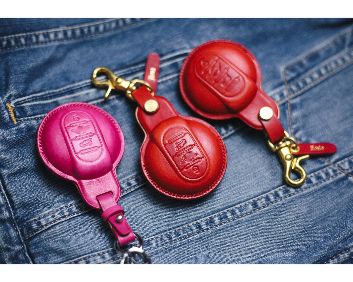 Red Pink Leather Cover Mini F Series 3 4 Buttons Key Fob Case Clubman Hardtop Hatchback Countryman F54 F55 F56 F57 F60 Paceman Jcw