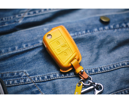 Leather Key Fob Cover Case 2023 Atlas Jetta Golf 7 Magotan Passat B8 ALLTRACK MK7 Golf7 GTI Polo Tiguan Remote Holder Car Accessories