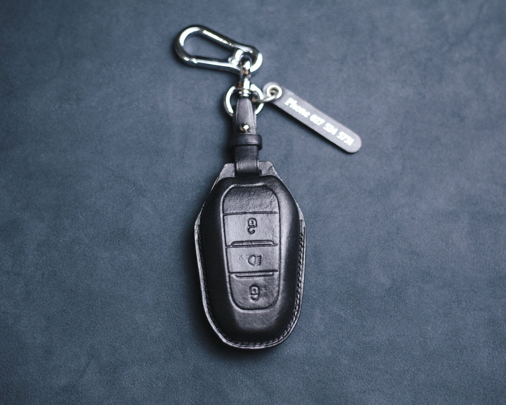 Leather Key Fob Cover Case For Citroen Peugeott Traveller Expert 2008 3008 308 4008 408 508 5008 Mokka Leather Key Fob Case