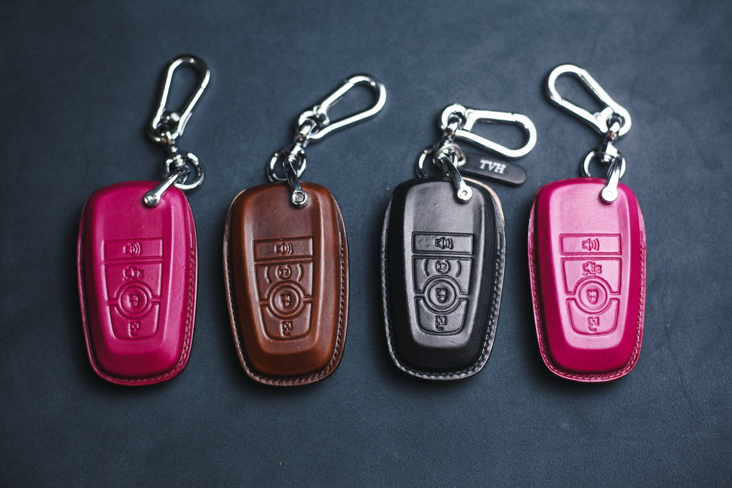 2022 Tremor Leather Fob Cover Lightning Key Case For Bronco Sport Mustang Mach E Key Fob Stamp Embossed Horse Remote Holder F150 Accessories