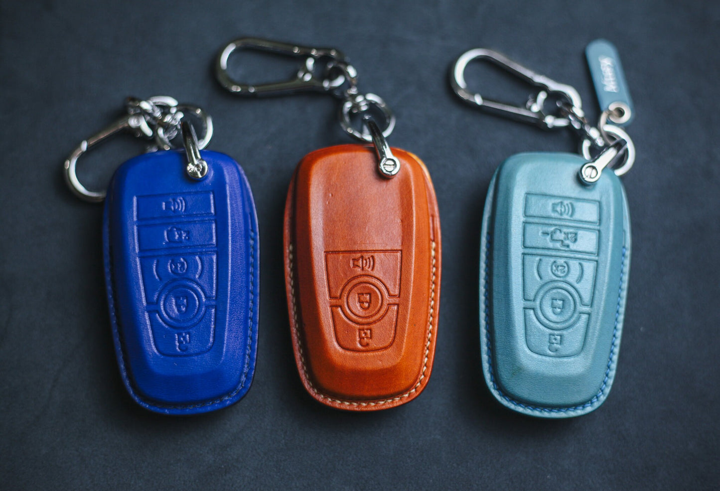 2022 Lightning Fob Cover Leather For Bronco Sport mustang Mach E Tremor Key Fob Stamp Embossed Horse Remote Holder Ford Accessories