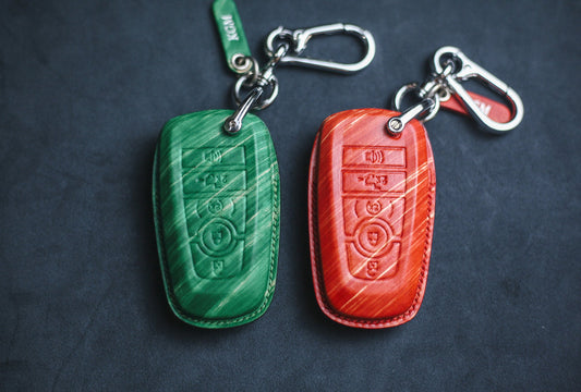 2022 Tremor Leather Fob Cover Lightning Key Case For Bronco Sport Mustang Mach E Key Fob Stamp Embossed Horse Remote Holder F150 Accessories