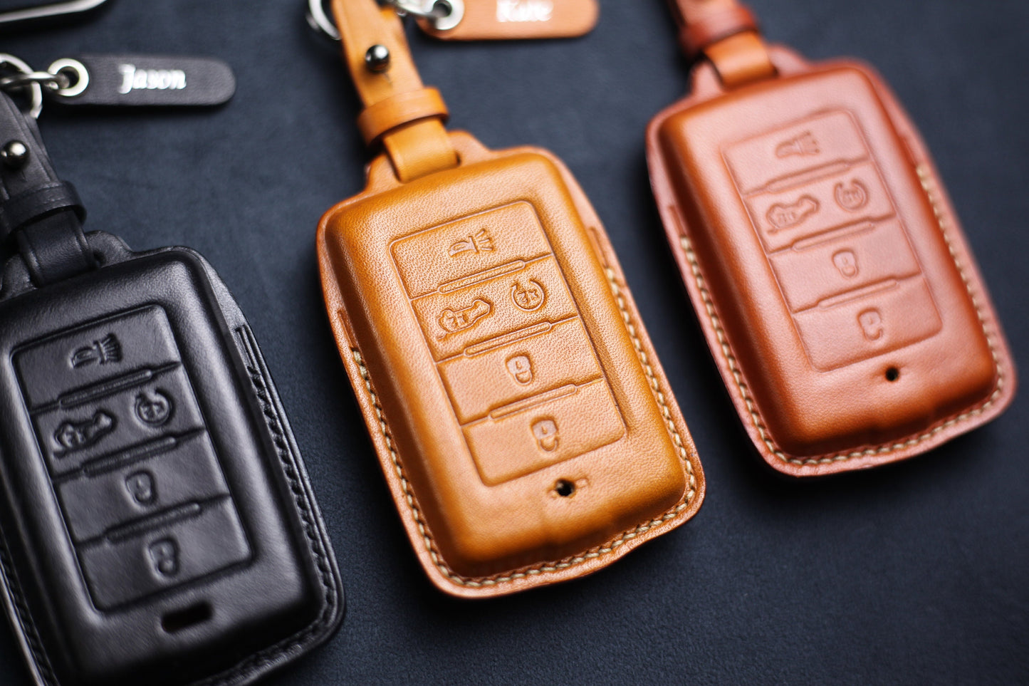 Wagoneer 2022 2023 Leather Key Fob Cover For 2021 Dodgee Cherokee Ramm Grand L Renegade 2017 2018 Wrangler Rubicon Sahara JK JL Key Cover