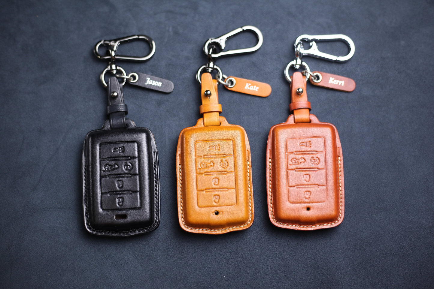 Wagoneer 2022 Ramm 2023 Leather Key Fob Cover For 2021 Dodgee Grand Cherokee L Renegade 2017 2018 Wrangler Rubicon Sahara JK Key Fob Holder