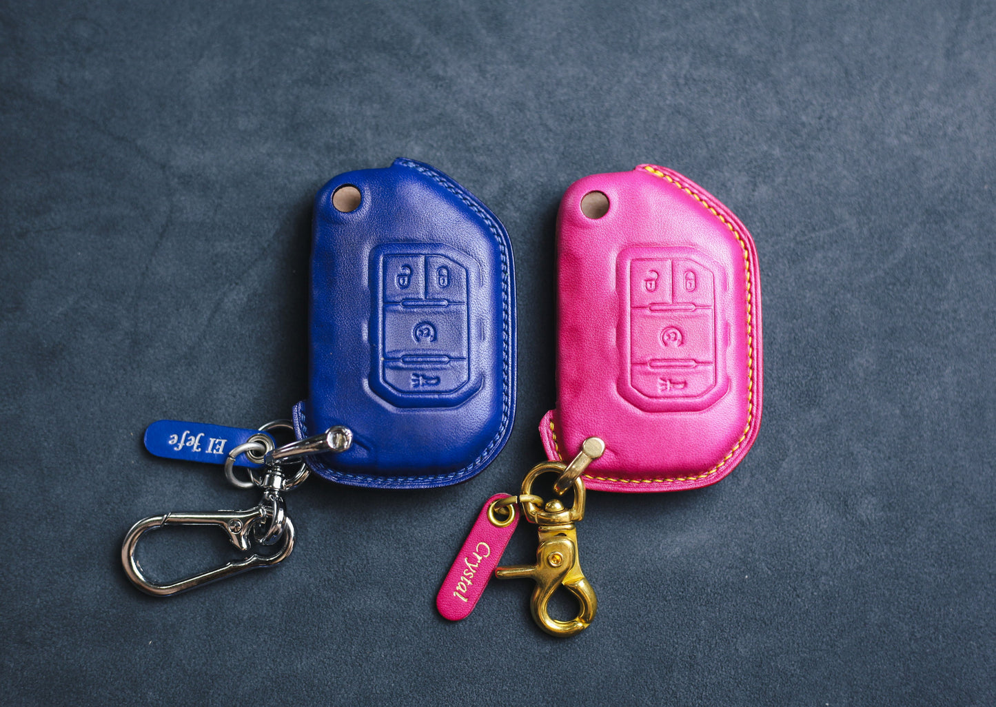 For Wrangler 2020 2019 2018 Leather Key Fob Cover Dodgee Grand Cherokee L Ramm Renegade 2023 2024 2025 Wagoneer Rubicon Sahara JK JL Key