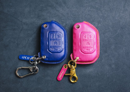 Pink Cute Cover For Wrangler Grand Cherokee Wagoneer Gladiator Renegade 2020 2021 2022 Leather Key Cover Remote Holder Rubicon Sahara JK JL